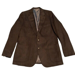 Vintage 90s Lanvin Paris‎ Feather Suede Designer Suit Jacket Blazer 48R Brown